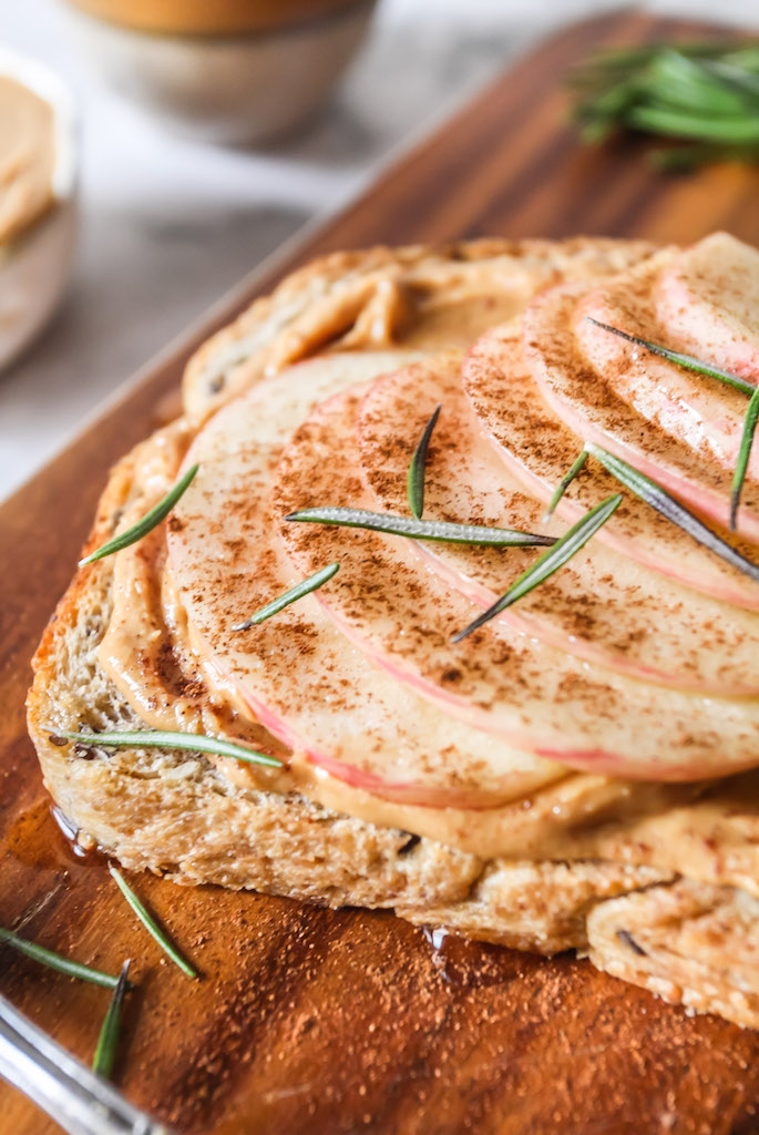 Apple Rosemary Peanut Butter Breakfast Toast