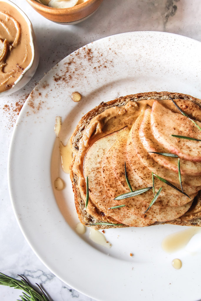 Apple Rosemary Peanut Butter Breakfast Toast