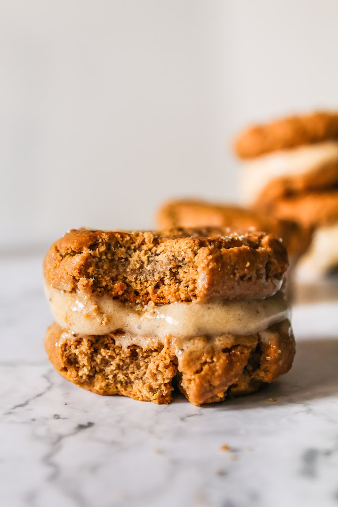 Ginger Cookie Banana Nice Cream Sandwiches