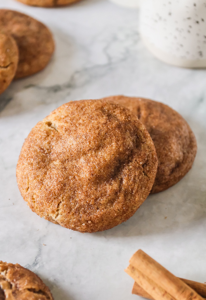 Vegan Biscoff Stuffed Snickerdoodle Cookies