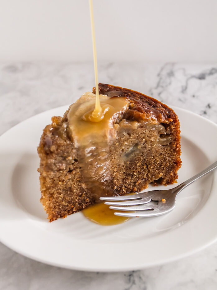 Spiced Pear Cake with Maple Bourbon Glaze