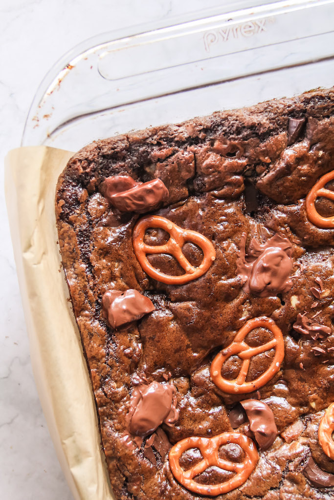 Dark Chocolate Chunk Toffee Pretzel Oatmeal Bars