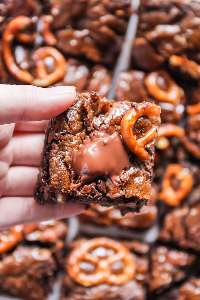 Dark Chocolate Chunk Toffee Pretzel Oatmeal Bars